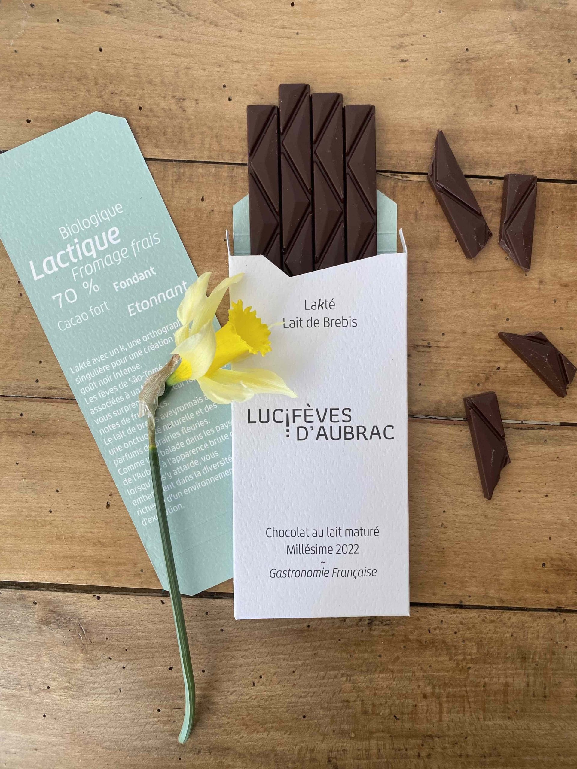 tablette chocolat au lait barrettes lucifeves d aubrac degustation optimale design innovant